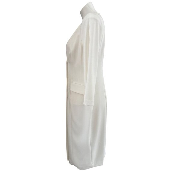 Donna Karan New York NWT $189 Cady Crepe V-Neck Jacket Dress, Ivory Women's 8 - Picture 7 of 11